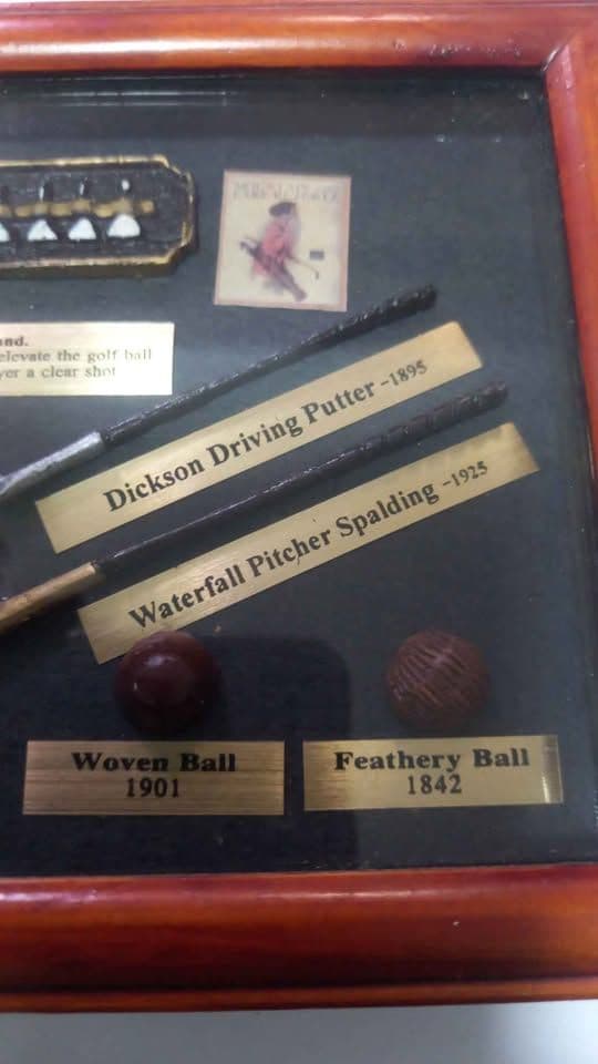 Vintage History of Golf Shadow Box – Miniature Replica Collection: Dickson Putter, Spalding Pitcher & Historic Balls view 4